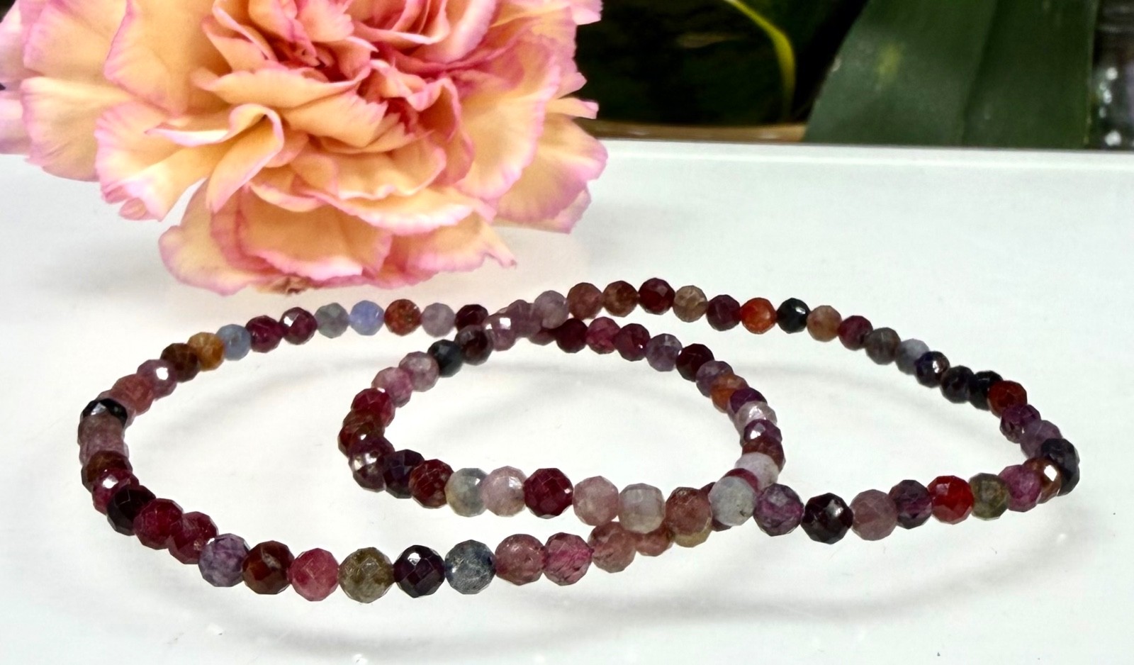 Wholesale 6 Pcs Natural Rainbow Spinel 4mm Faceted 7.5” Stretch Bracelet