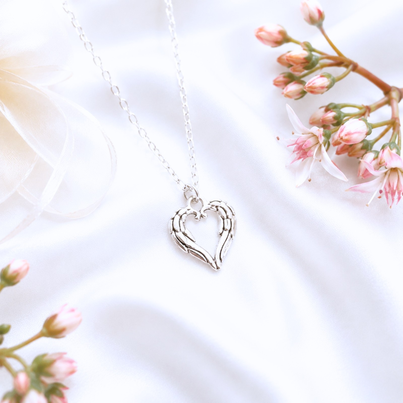 Angel Wings Pendant Jewellery Gift Women Silver 925 necklace Christian Religion