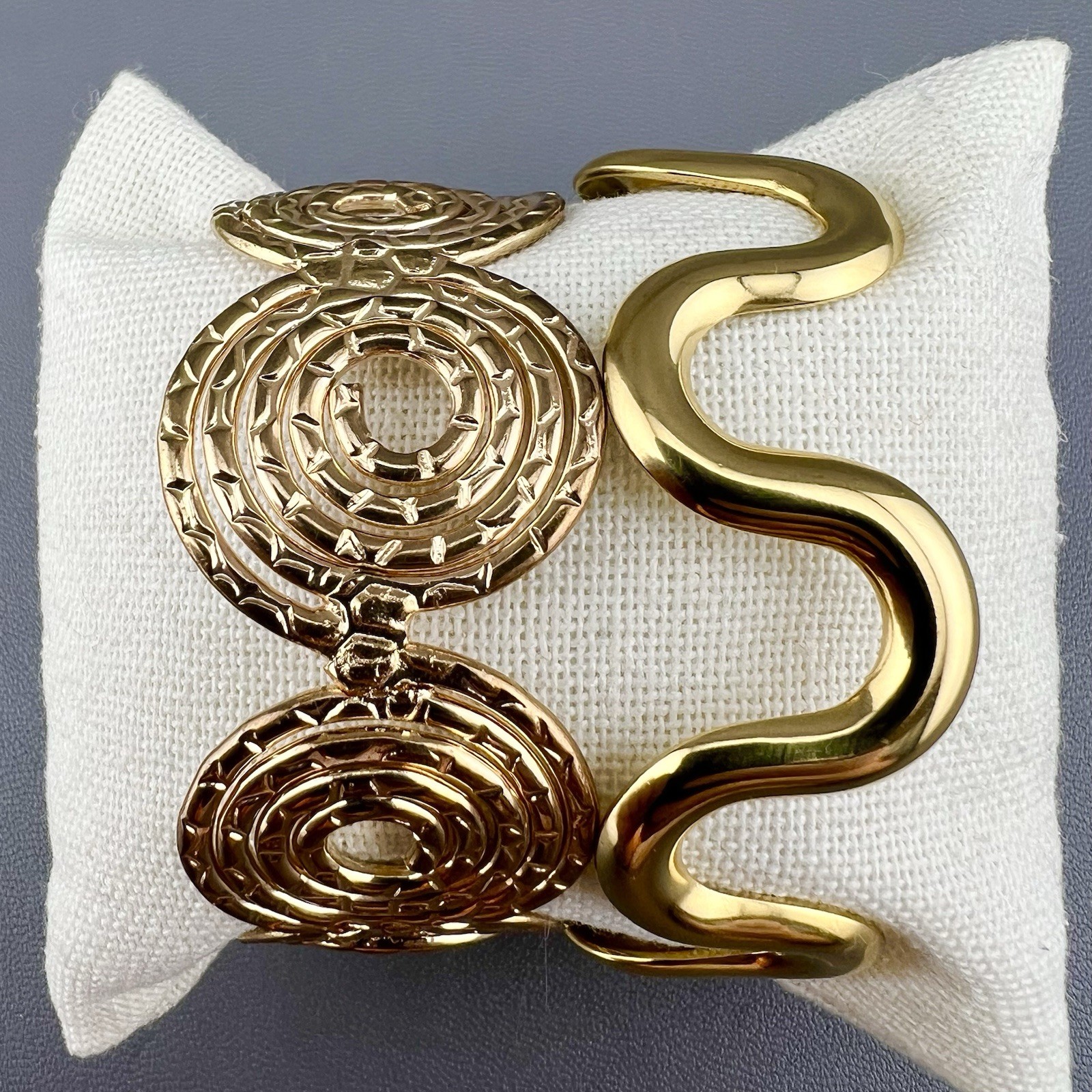 Cuff Bracelet Lot Sculptural Spiral Wave Gold Tone 6.5”