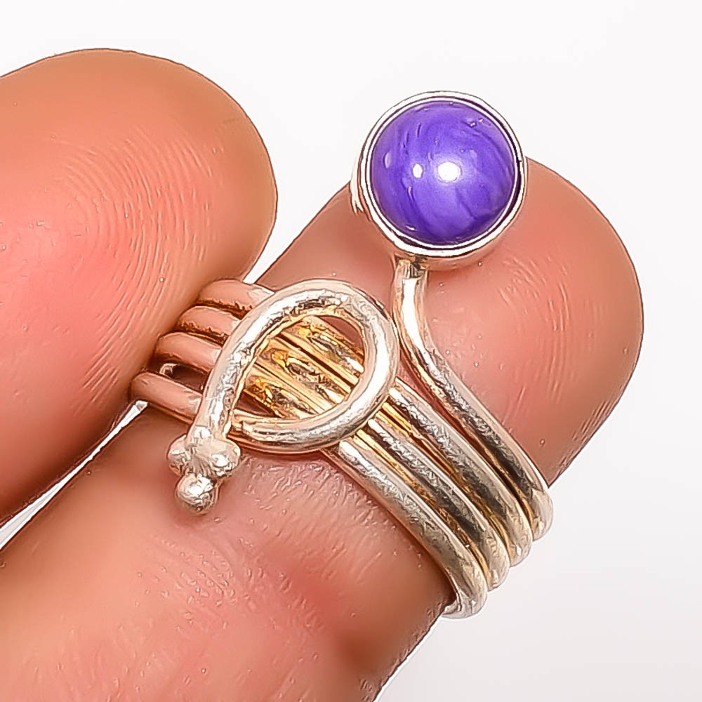 Charoite Gemstone 925 Silver Plated Ring s.6.5 TR7533-136