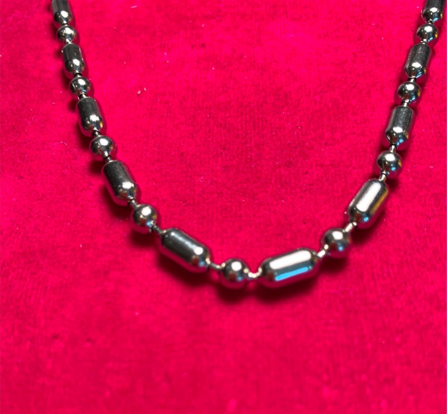 48″ 4.5mm STAINLESS STEEL SILVER BALL & OVAL CHAIN WITH LOBSTER CLAW CLASP