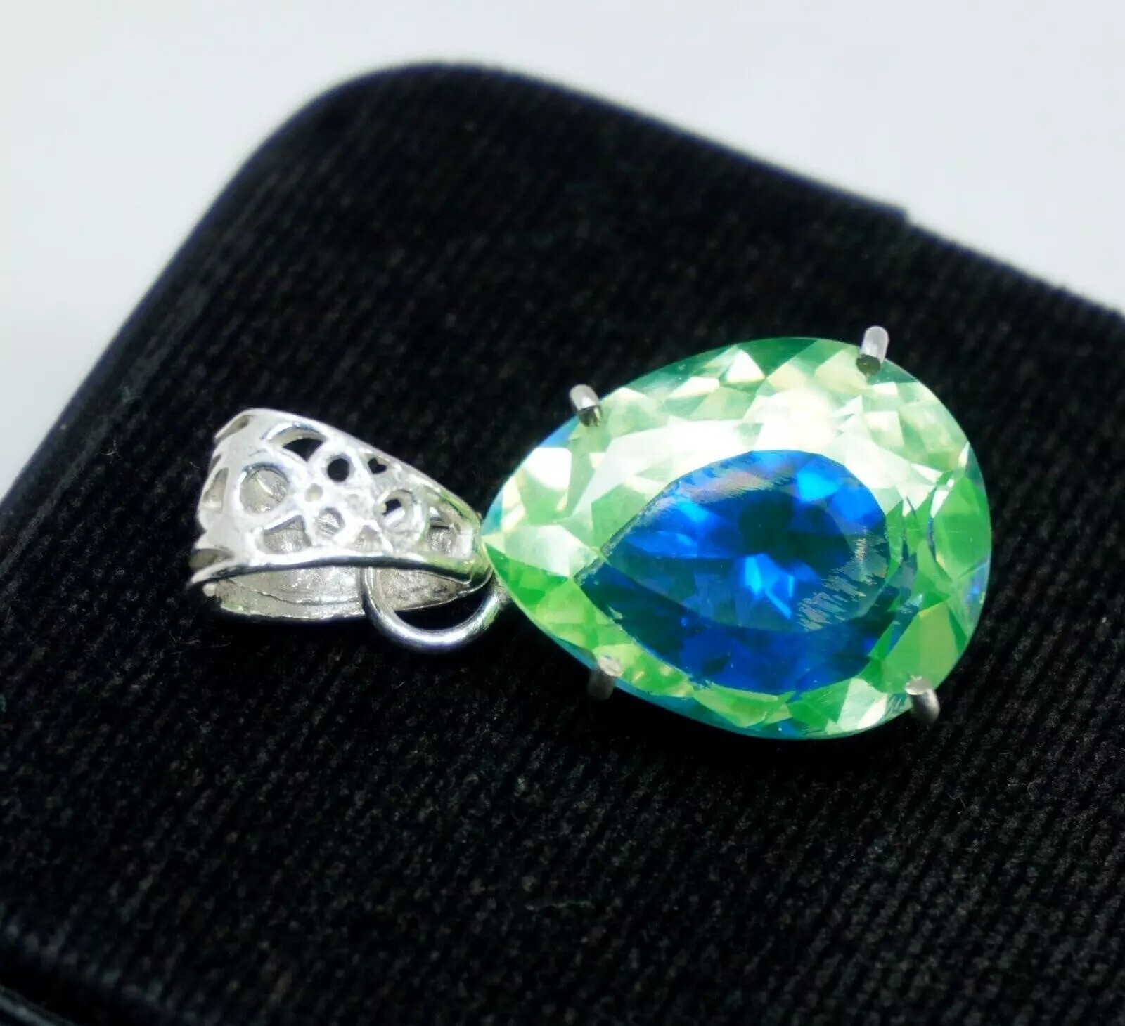 35.26 Ct Natural Bi-Color Pitambari Sapphire Pear 925 Silver Pendant Gemstone