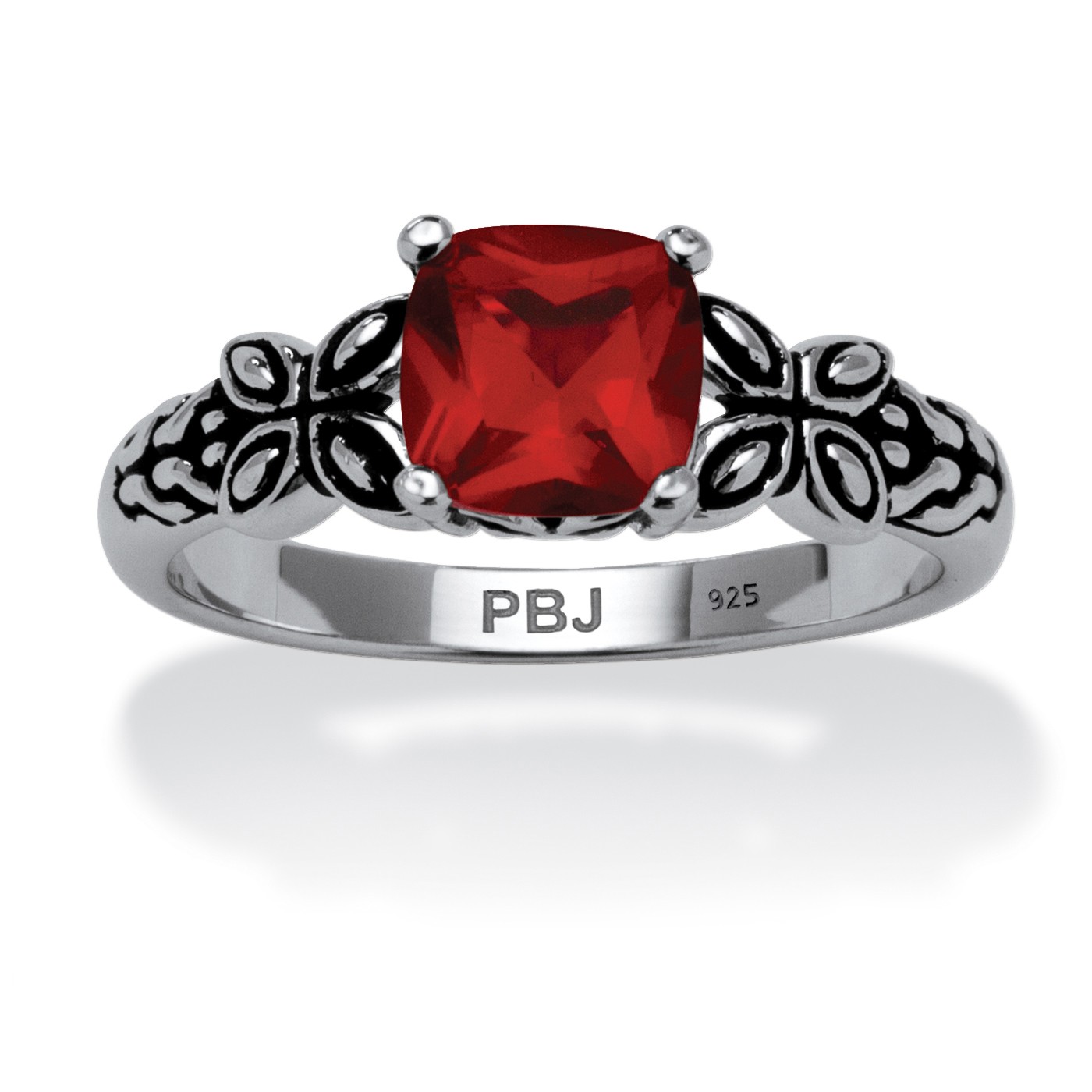 Birthstone Ring in Antiqued Sterling Silver
