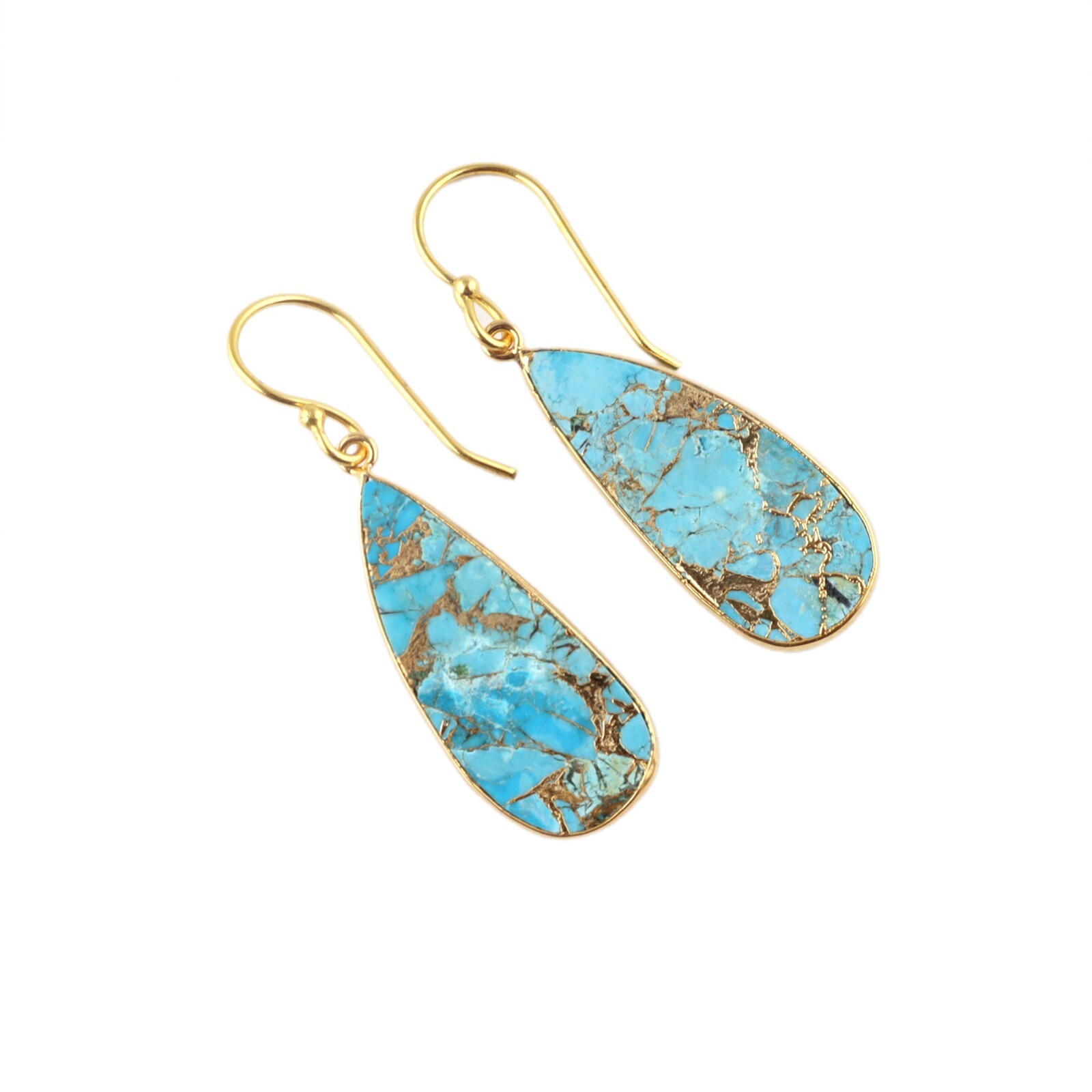 Good Quality Mojave Copper Turquoise Gold Plated Handmade Drop Dangle Earrings