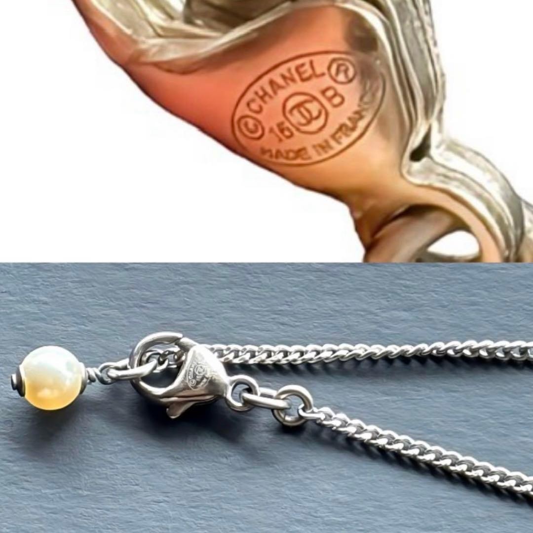 CHANEL Necklace CoCo Mark Colored Gemstone Silver Length: 16.5~23.6 in.