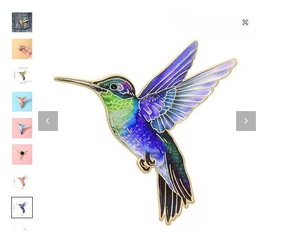Hummingbird Enamel Brooch Pin Badge Green Blue White Bird Jewellery Gift New