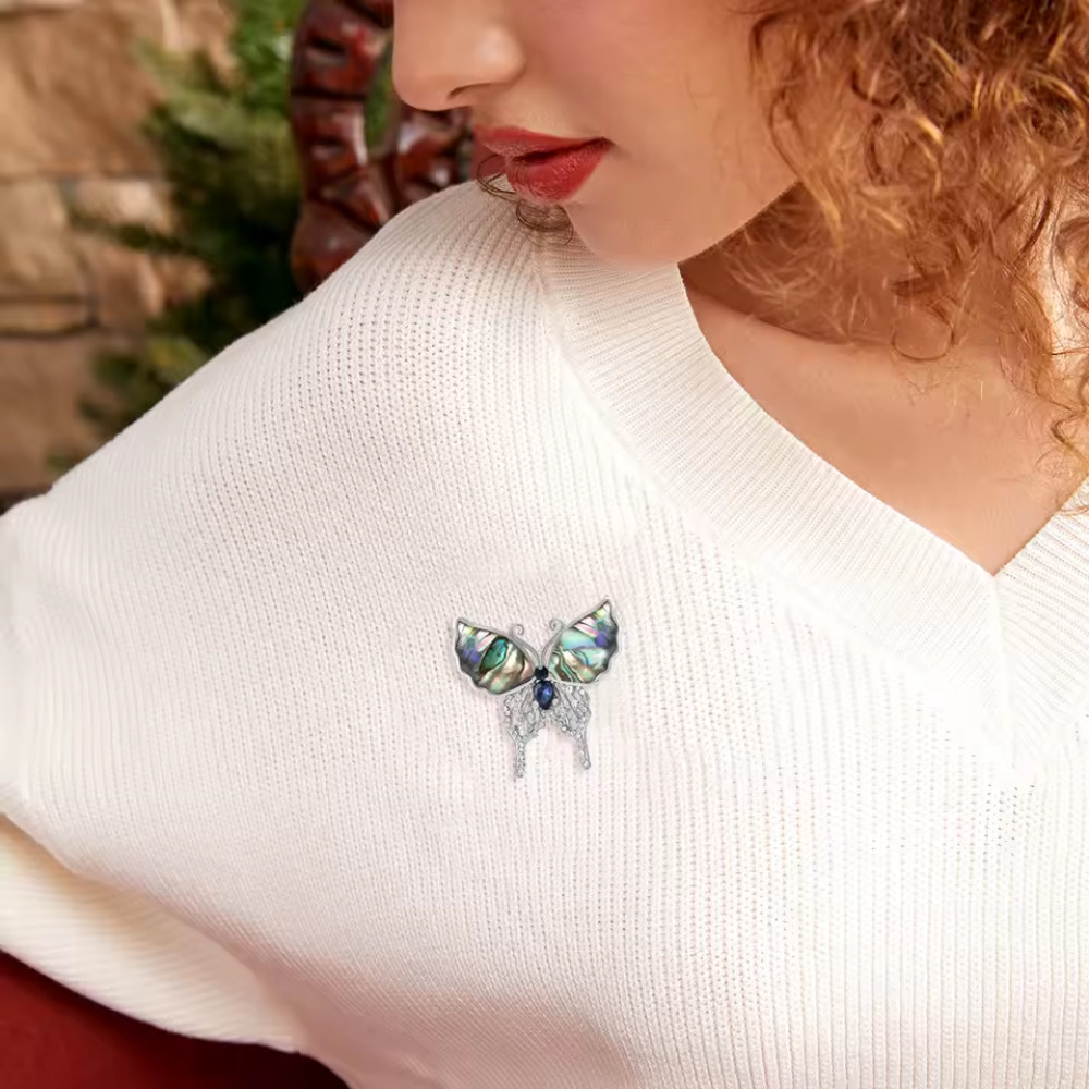 Luxury Blue Crystal Butterfly Brooch Pin Sparkly Rhinestone Statement JewelryGif