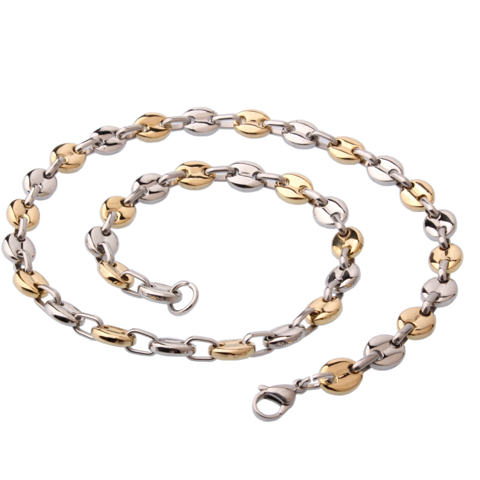 Multi-color 7″-40″ Women Men’s Chain Stainless Steel Coffee Beads Link Necklace