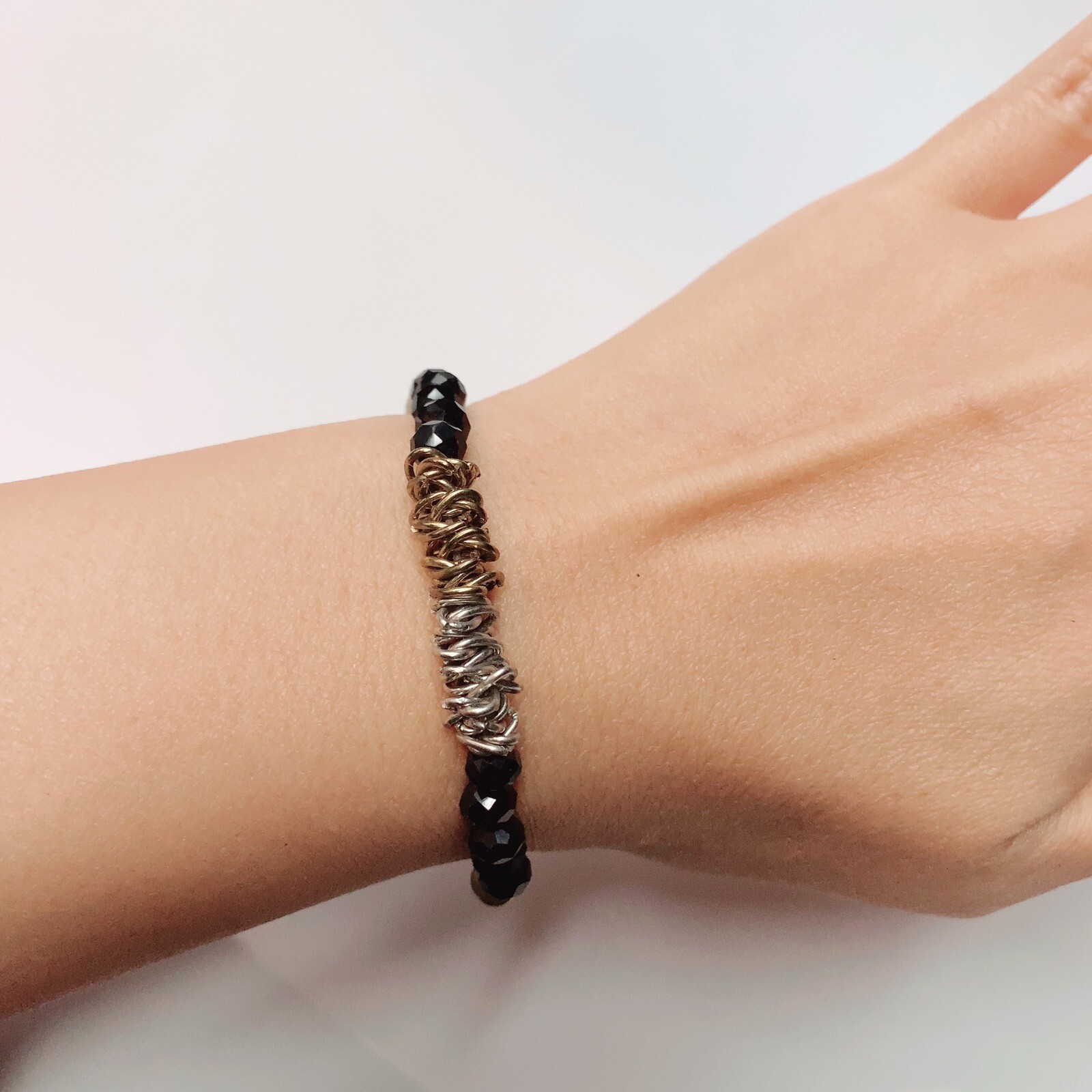 Black Silver Gold Beaded Fashion Bracelet