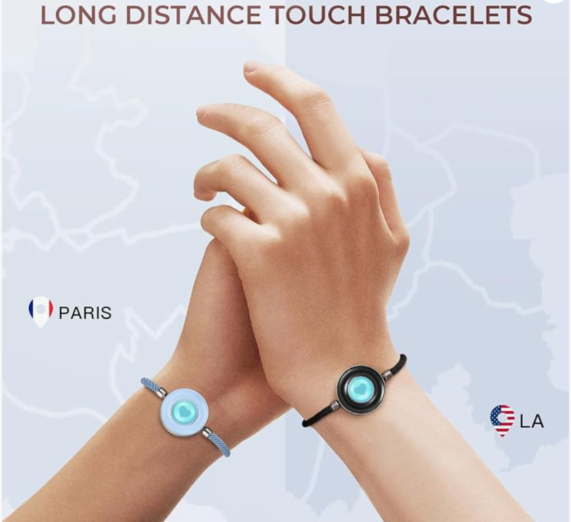Long Distance Touch Bracelets Smart Bluetooth Vibration Light Up Set for Two❤️
