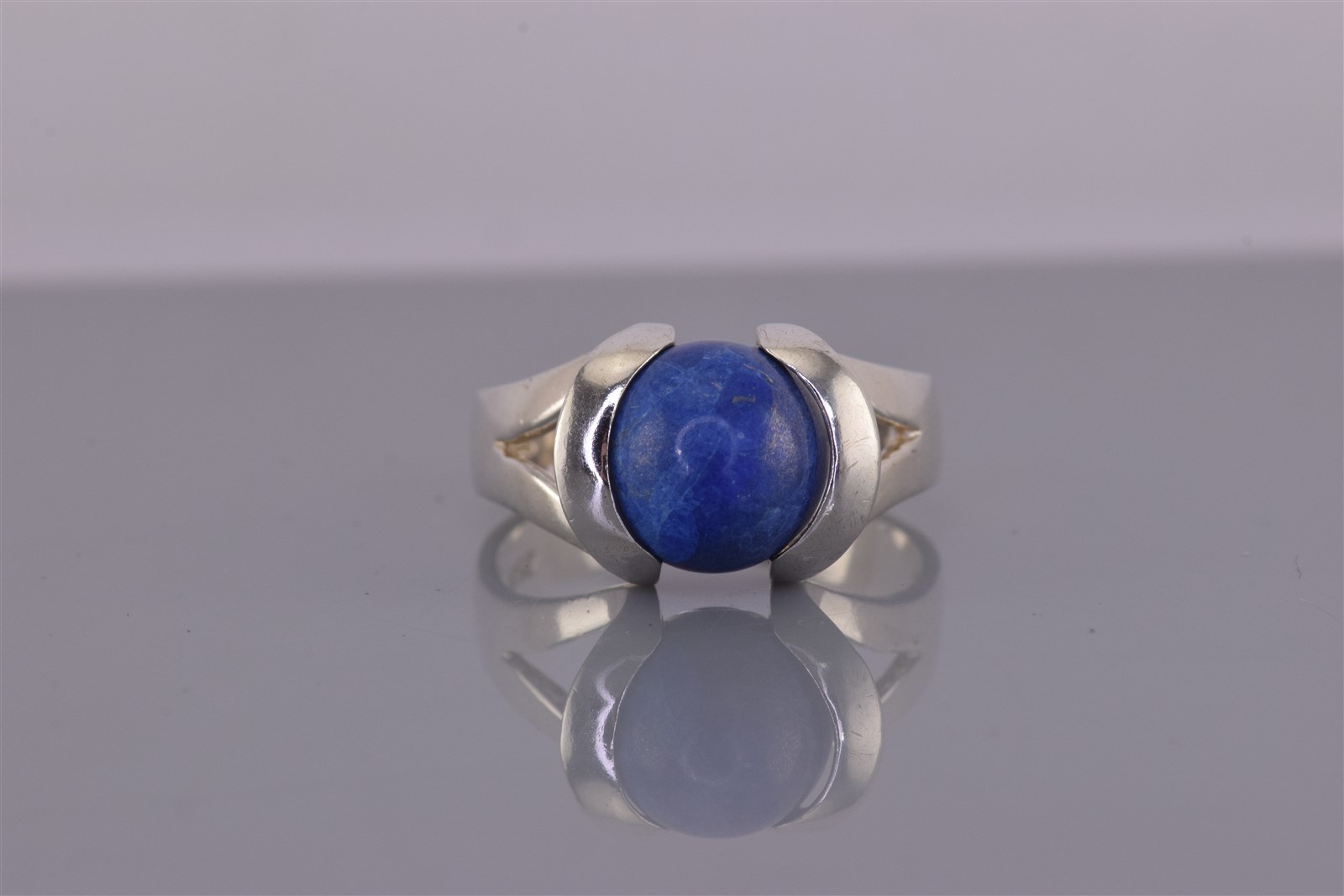 Sterling Silver 10mm Blue Lapis Globe Tension Set Band Ring 925 Sz: 9