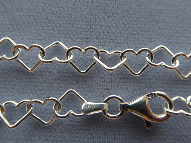 11″ ANKLE BRACELET ITALIAN STERLING SILVER OPEN HEART STYLE 7mm ITALY 925