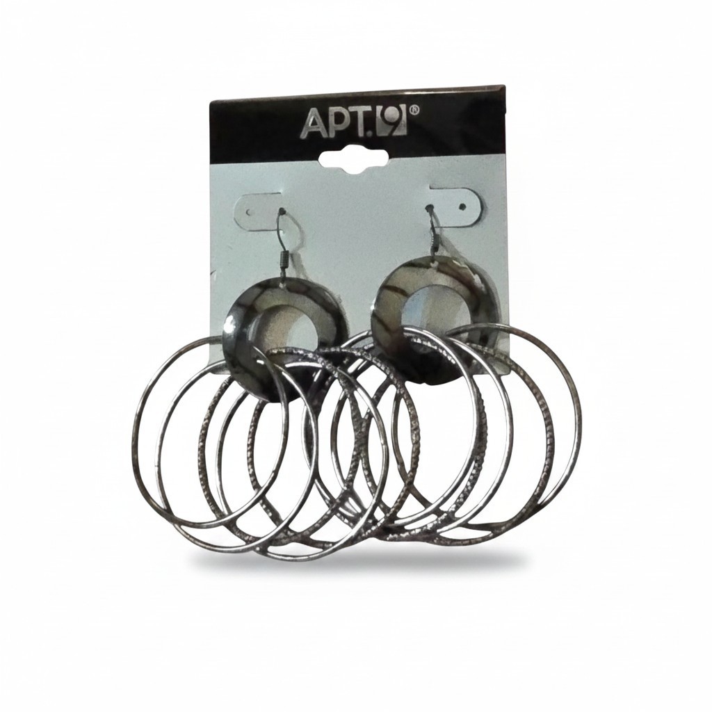 Apt. 9 Women’s Statement Gunmetal Plated Hook Hoop Earrings NWT
