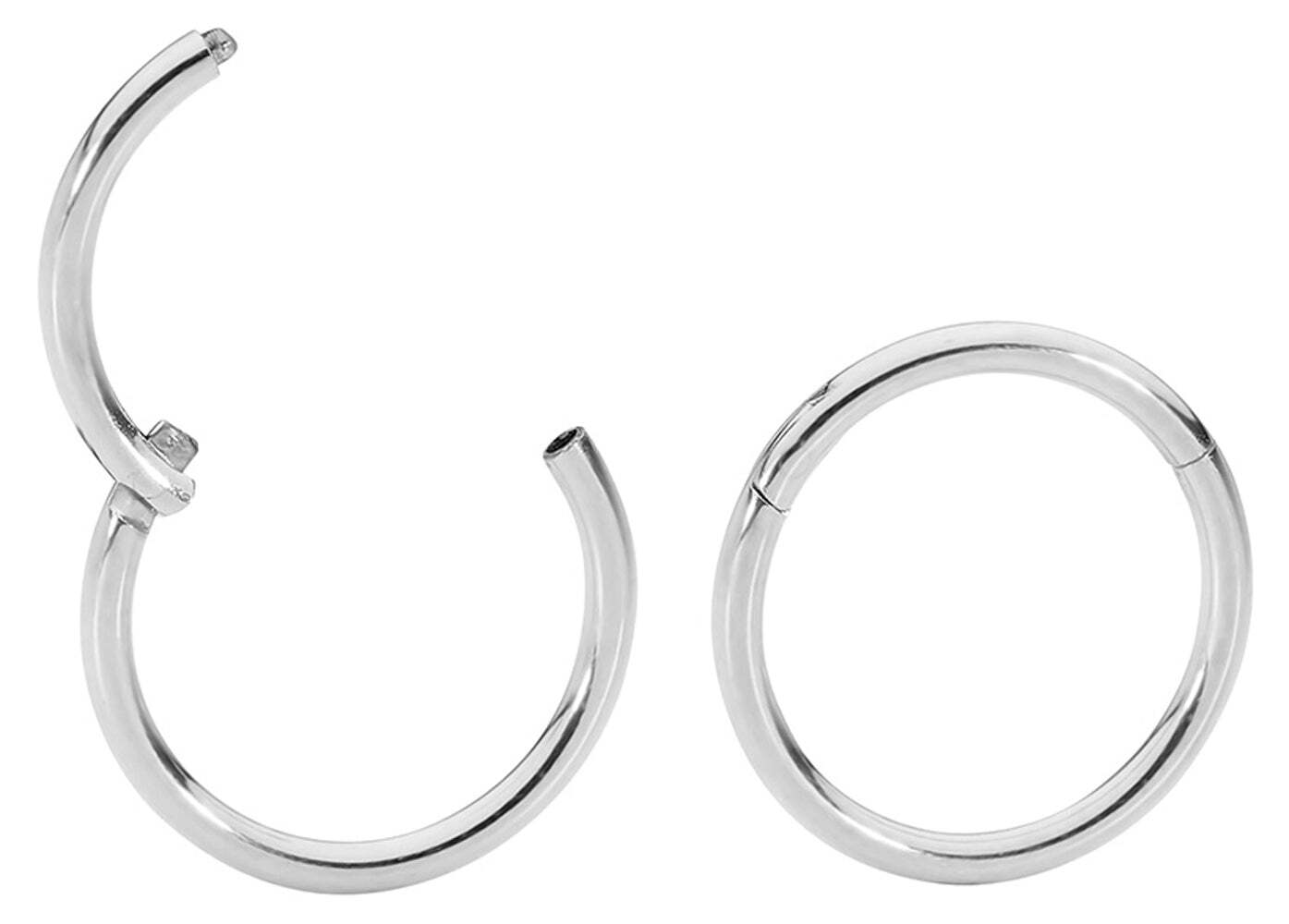 1 Pair Surgical Steel 18G Hinged Hoop Segment Nose Septum Ring Sleeper Earrings
