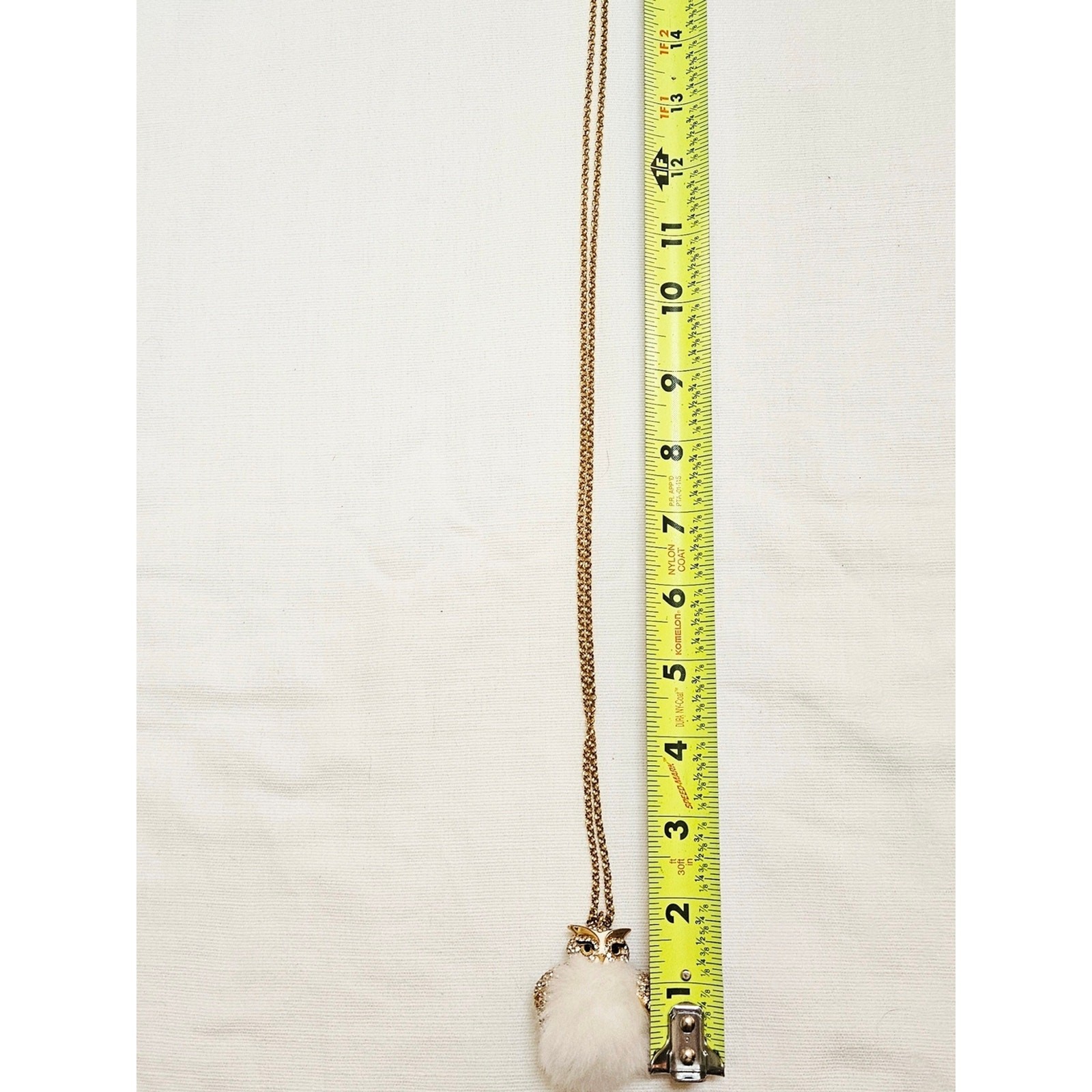 Kate Spade Owl Pendant Necklace White Pom Pom Gold Tone Statement Jewelry