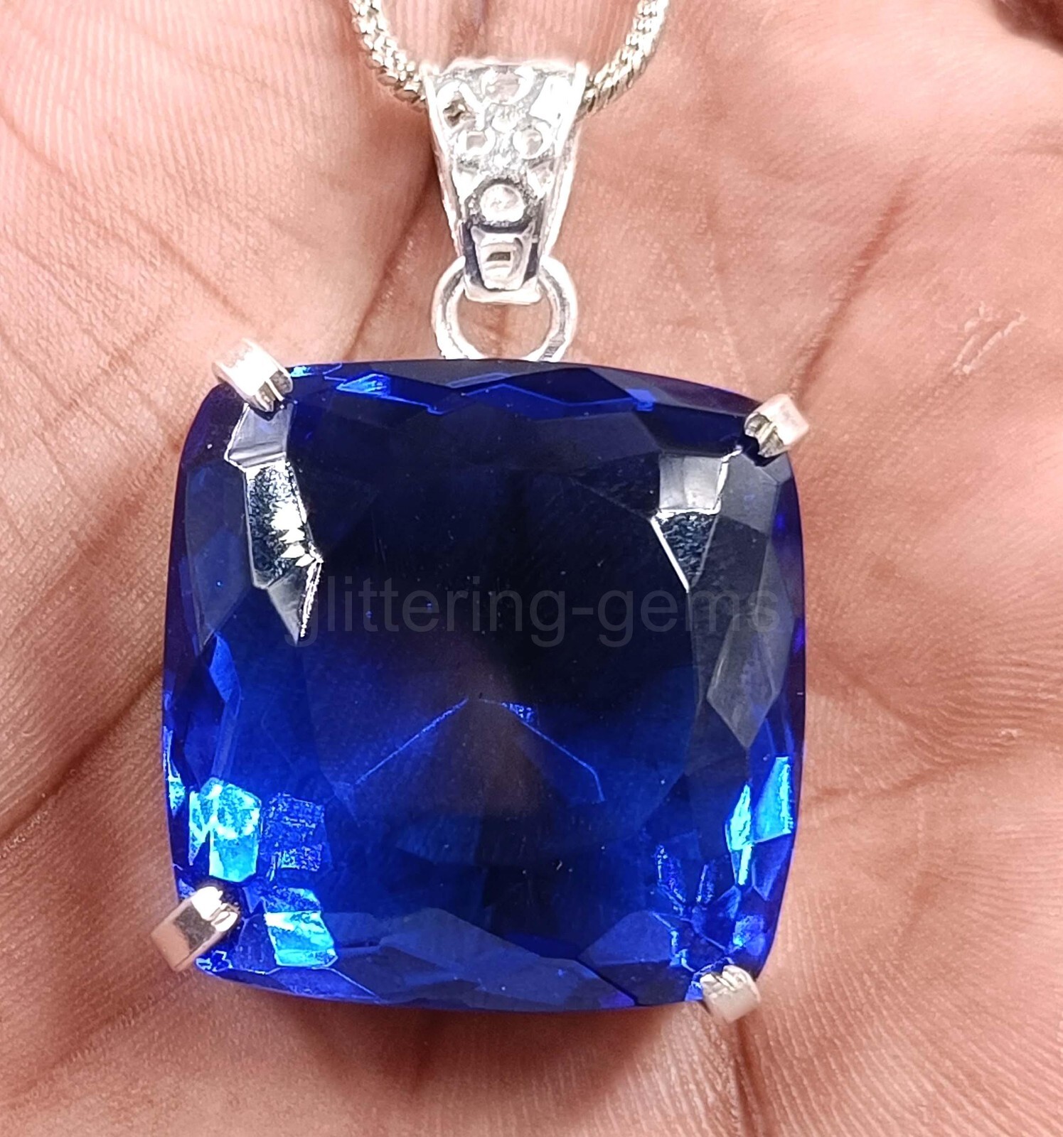 Natural Blue Sapphire 97.80 Ct IGL Cushion Cut 925 Solid Pendant Gemstone 5MST