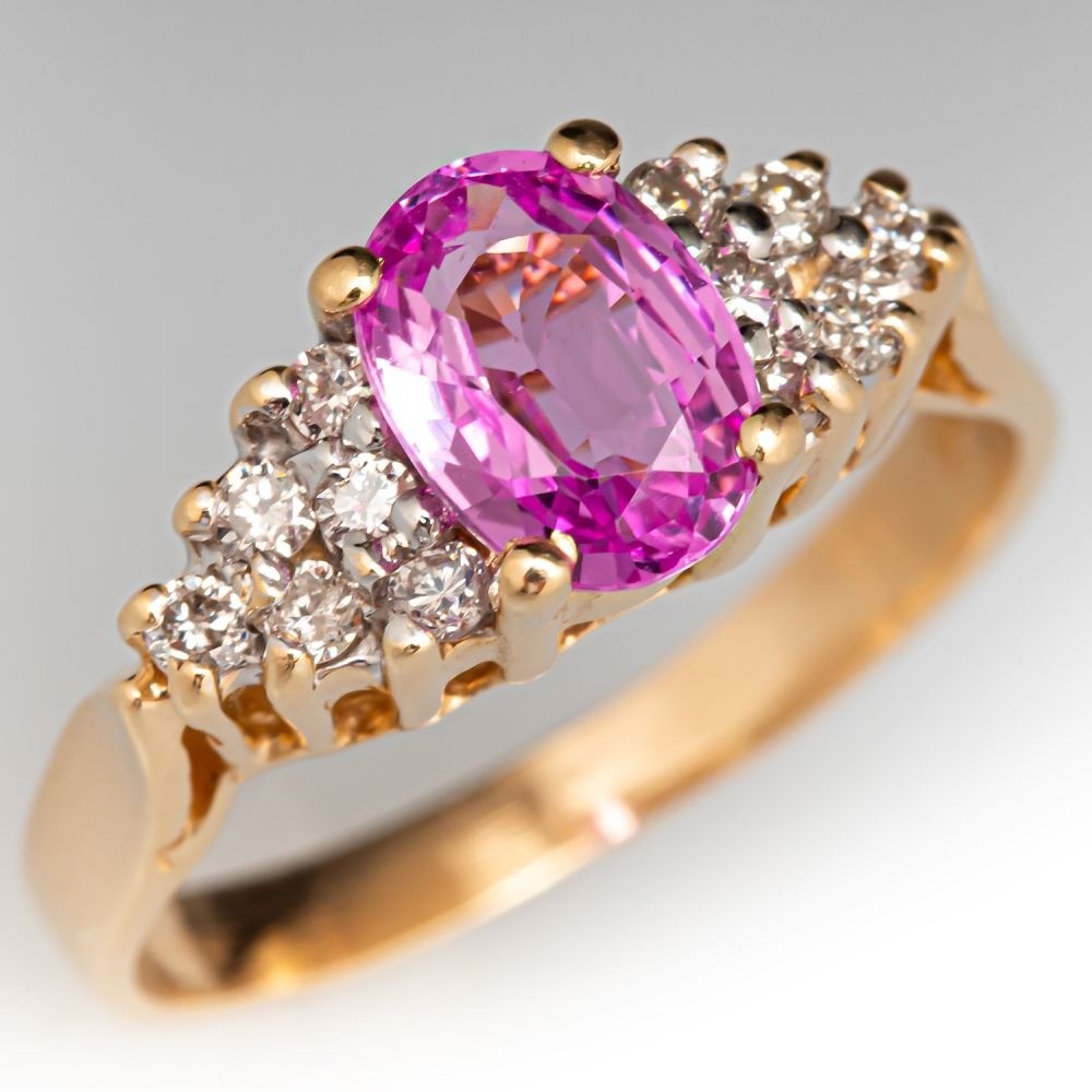 925 Silver Pink Sapphire Lab Created Gemstone & Cubic Zirconia Women’s Ring