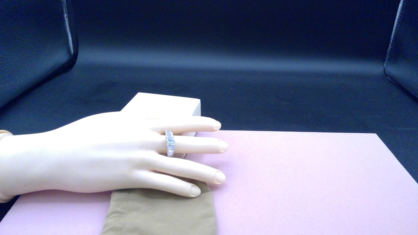 Diamonique QVC Sterling Silver Channel-Set CZ Size 9/9.25 Ring NWOT