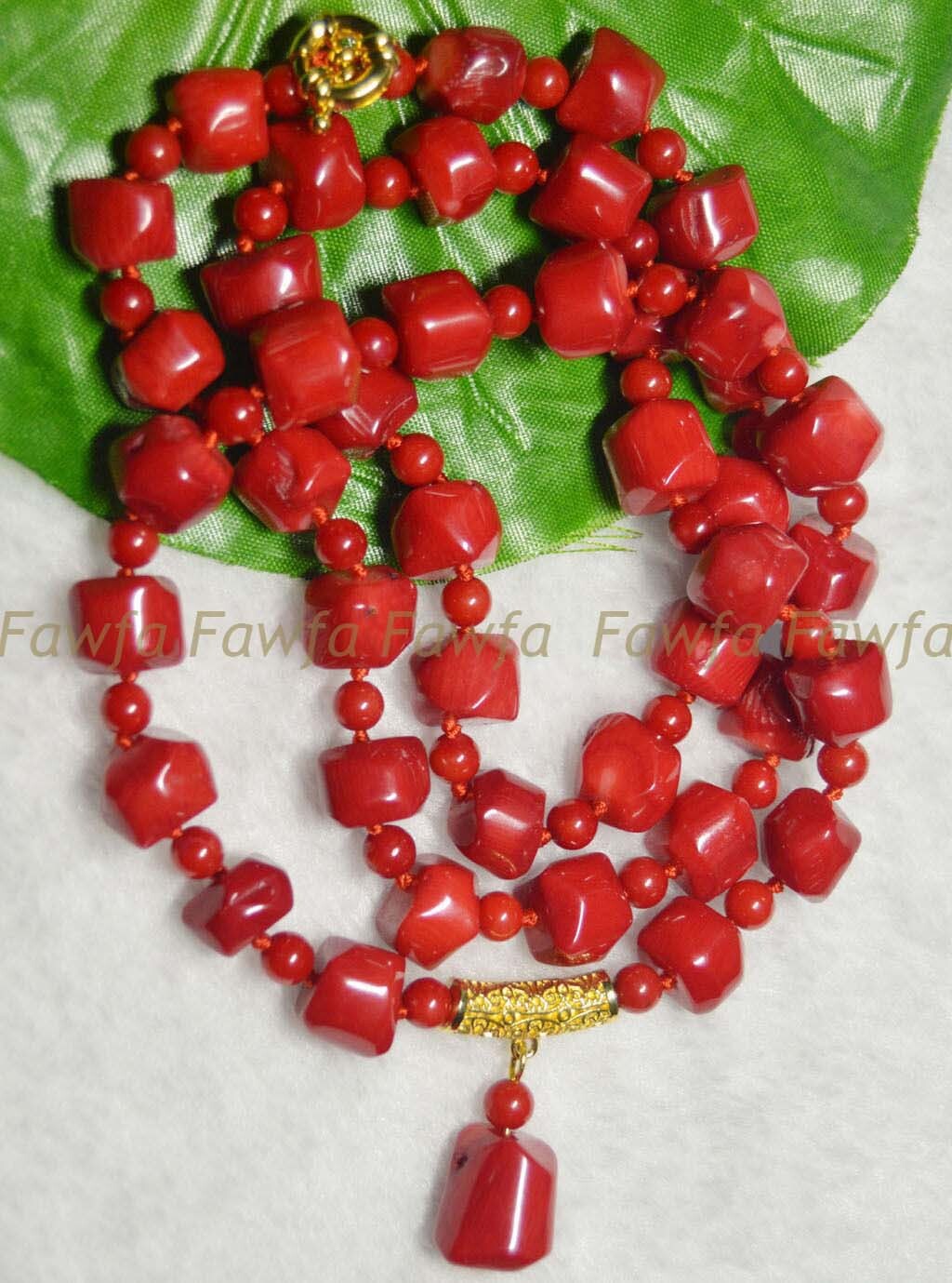 Real Natural Coral 10-12mm Red Coral Gems Beads Pendant Necklaces 16-36″ AA