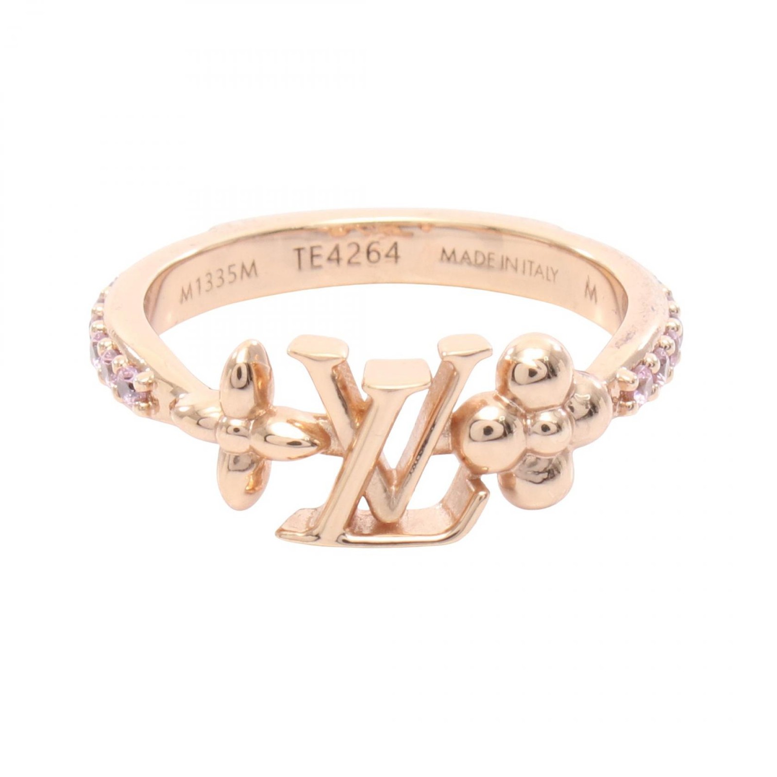 LOUIS VUITTON LV Iconic Ring #6.5 US size Gold Plated Rhinestone Used