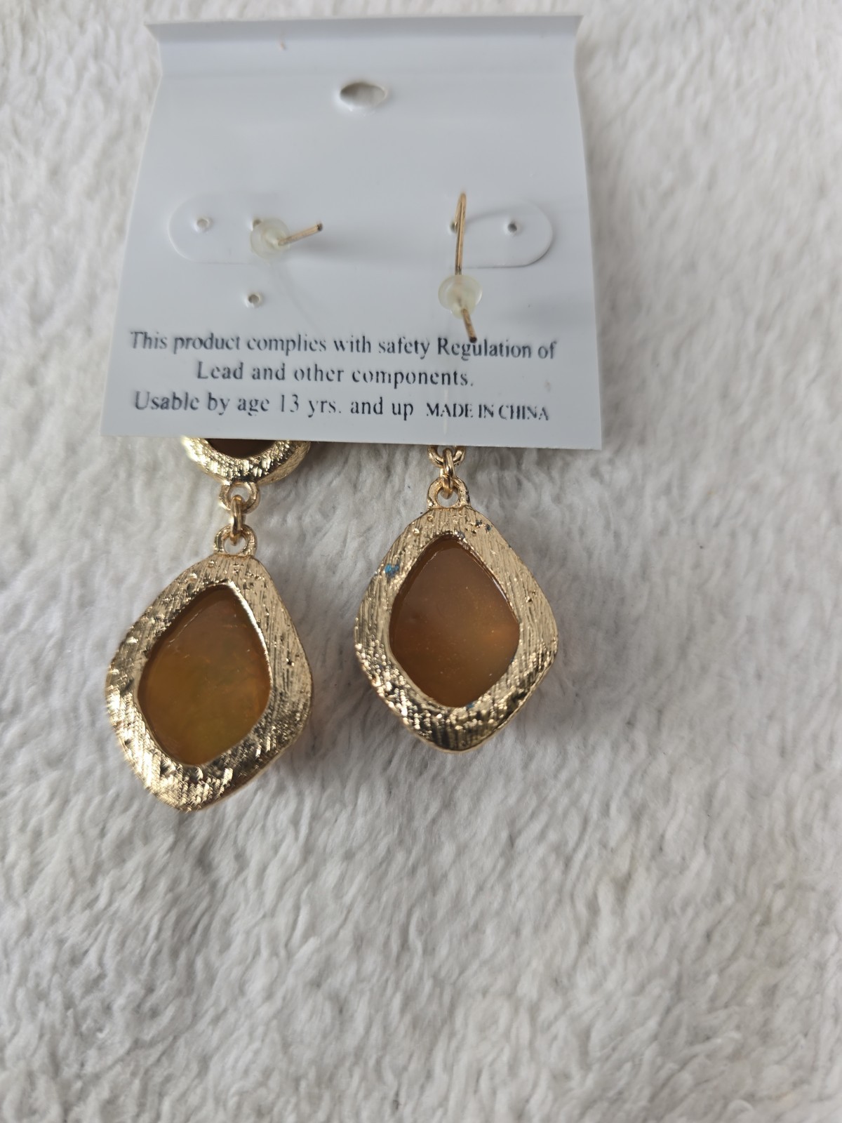 My Style Women’s Gold And Green Stones Hanging Earrings Costume Jewelry