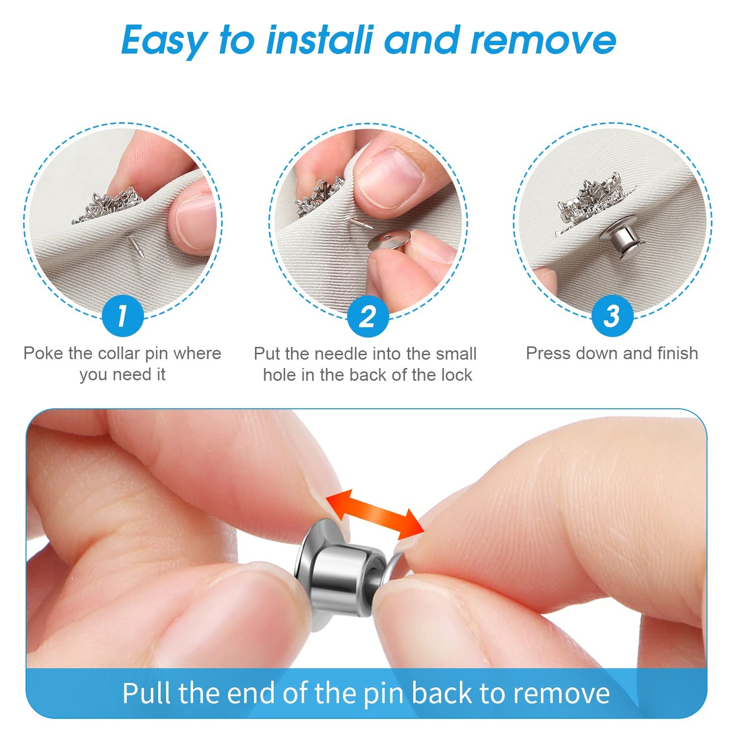 40PCS Locking Pin Back Clasp Metal Pin Backing for Brooch Enamel Jewelry