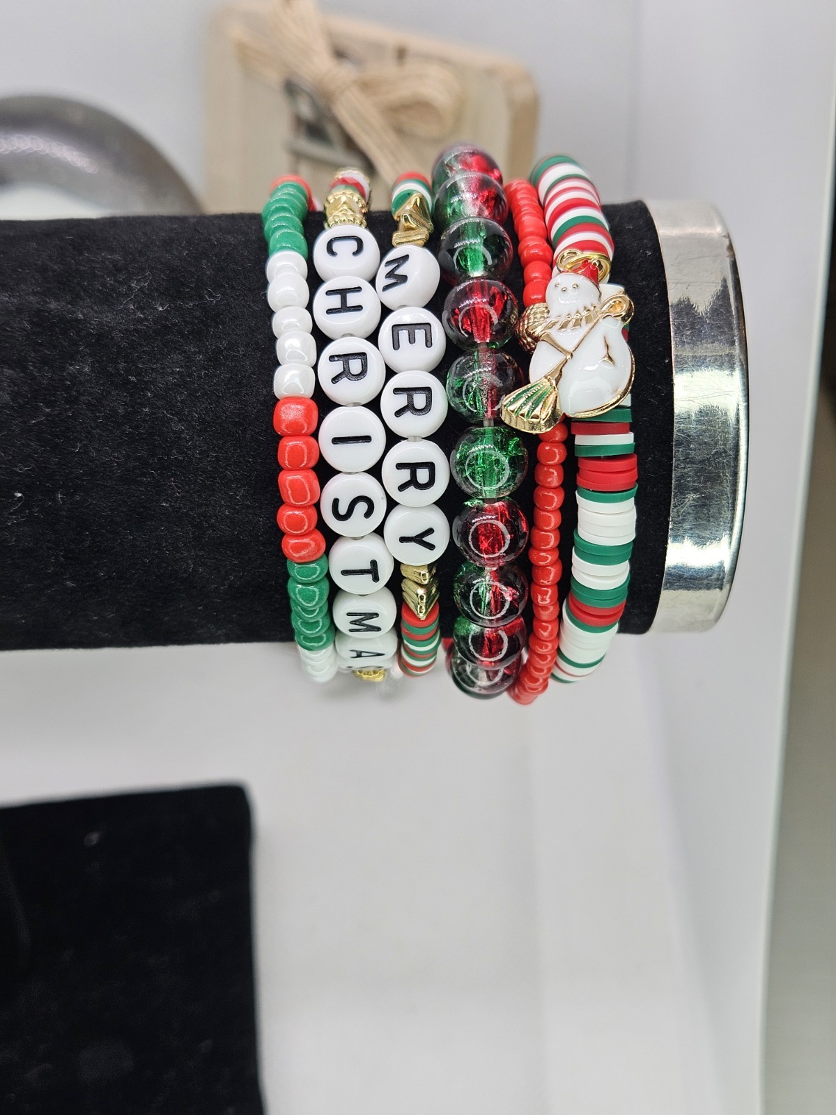 Joyful Christmas Colored Set Of 6 Bracelets Bundled For Xmas Gifts