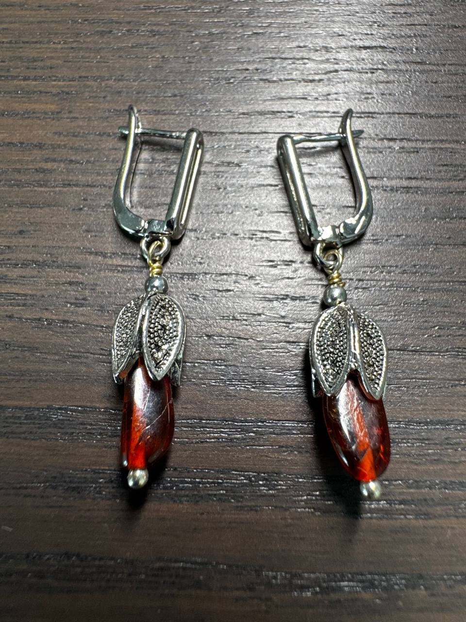 Baltic Amber Tulip Necklace & Earring Set – Genuine Amber Jewelry Gift Set