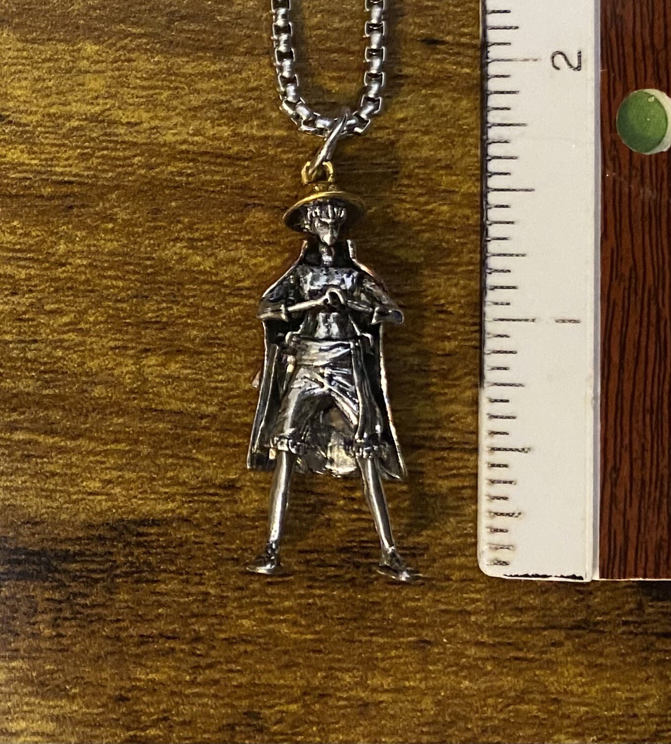 1pc One Piece Monkey D Luffy With Straw Hat Pendant Charm And 23” Necklace