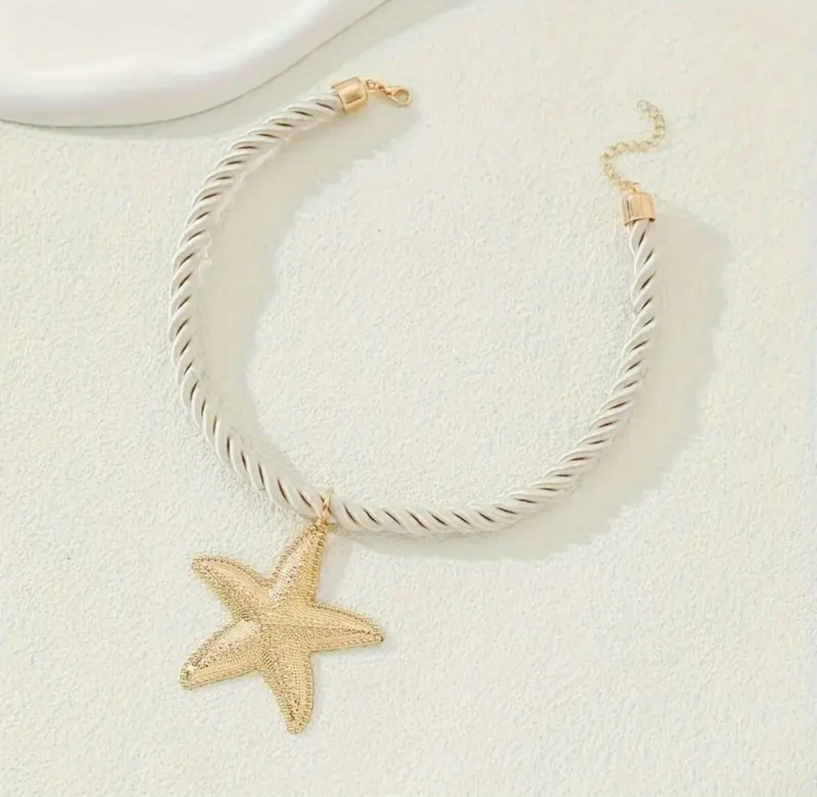 Boutique Starfish Cord Necklace Gold Pendant Beach Boho Mermaid Chunky🇺🇸