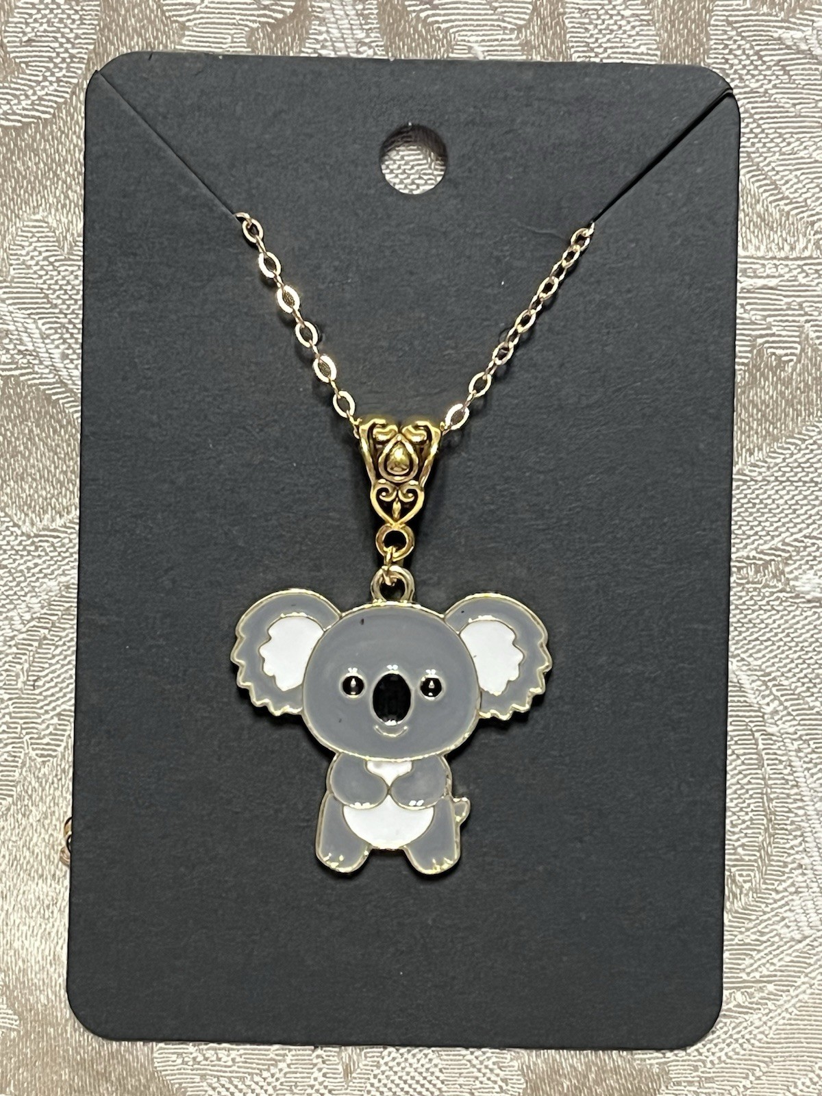 Cartoon Koala Bear Animal Fun Charm Adorable Fashion Gold Necklace 18”