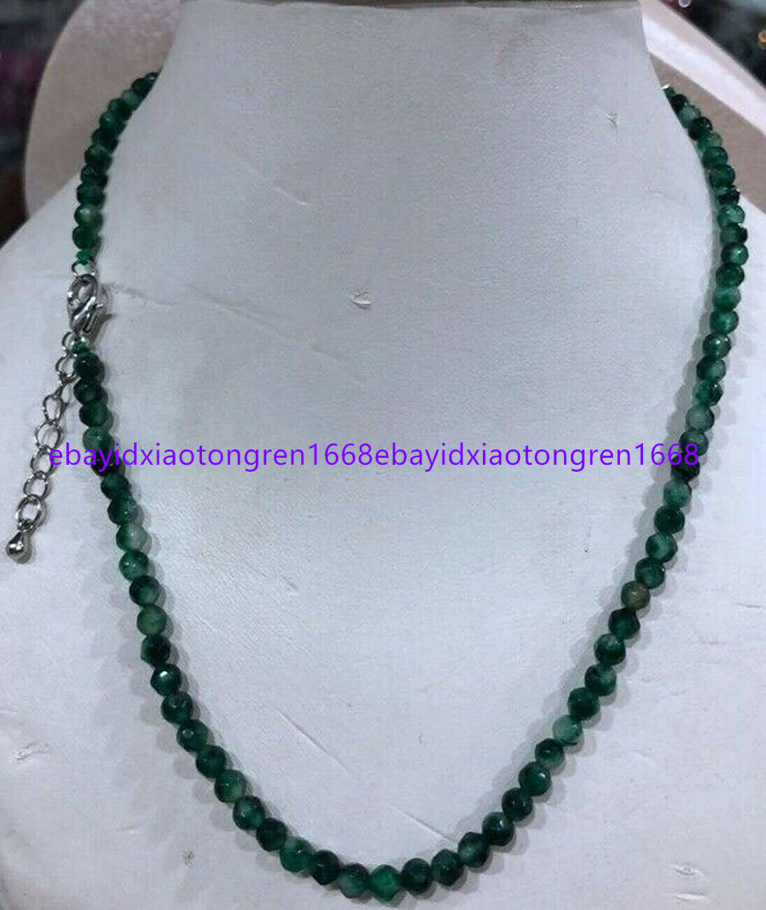 Faceted 4mm Multi-Color Jade/Opal/Agate Round Gemstone Beads Necklace 18″