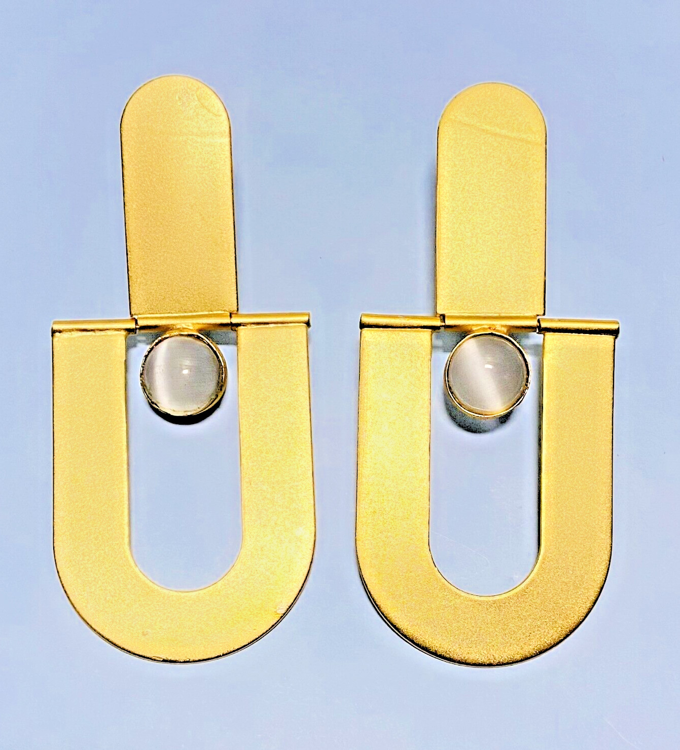 Grey Monalisa Stud Earring , Gold Plated Earring , Handmade Jewelry