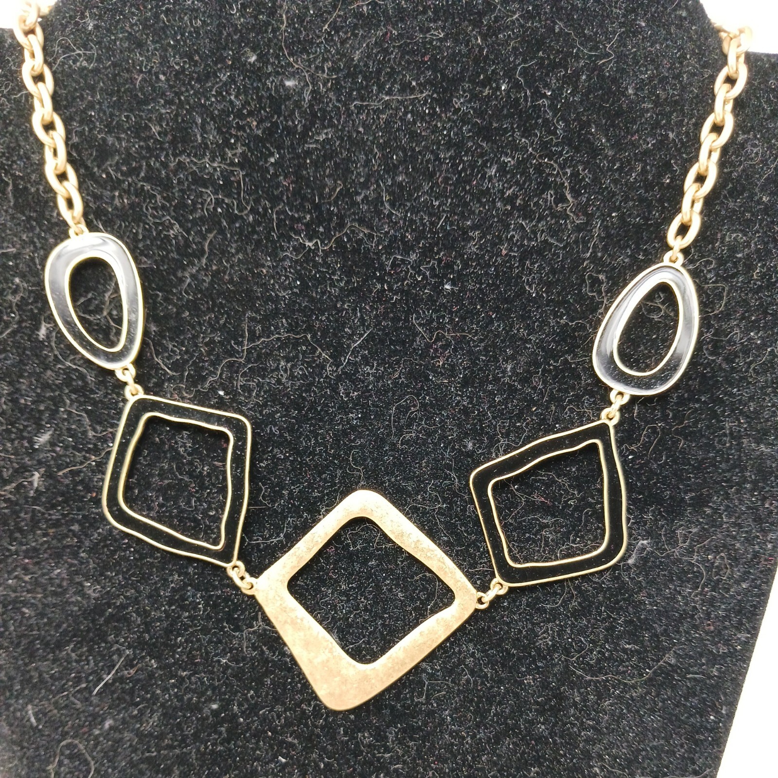 Premiere Designs Gold & Black Necklace Abstract Geometric 18-20.5″ #J11-Lb