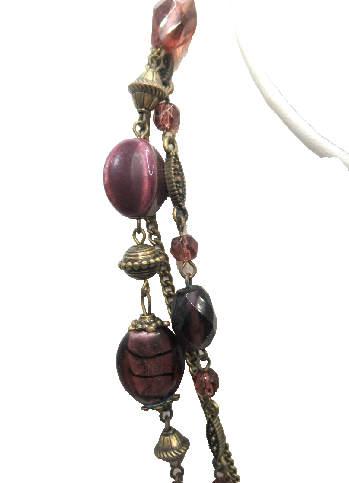 Premier Design Multi-Strand Necklace Glass and Metal Beads Purple Pink
