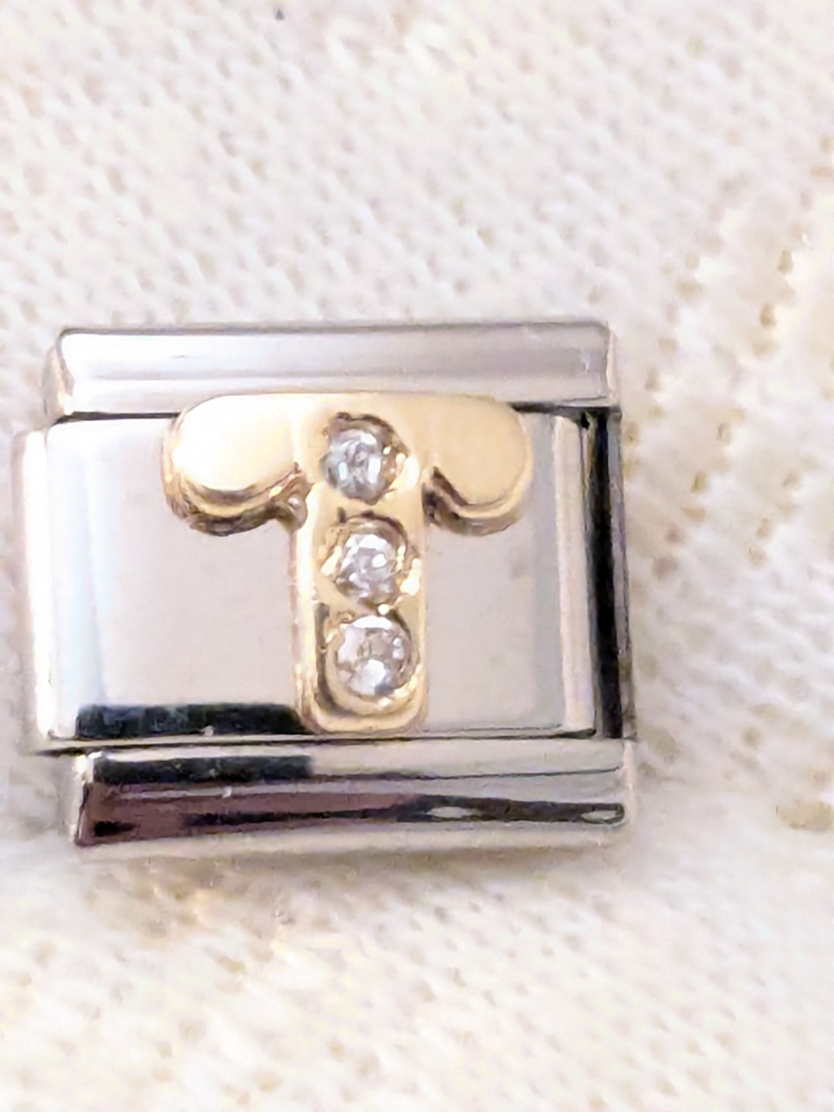 Authentic UD Unodomani Collection Classic 9mm Italian Charm CZ Letter T B17