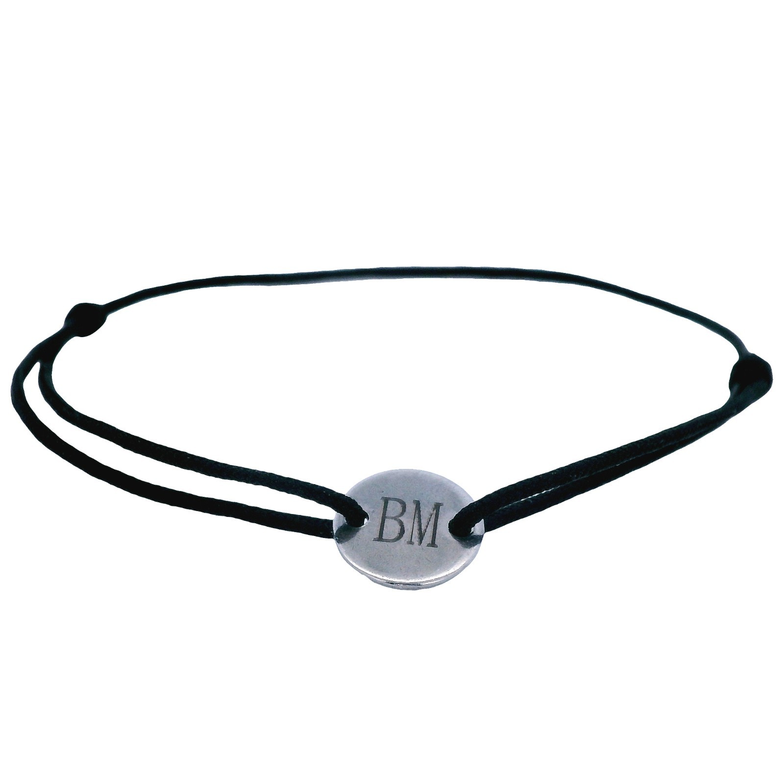Custom Engraved Adjustable Thread Bracelet Red or Black String | 2 Block Letters