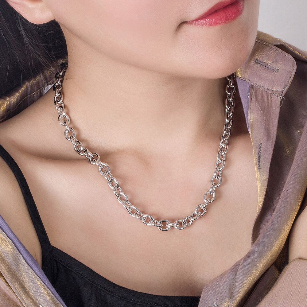 Men’s Women’s 8.5mm 925 Sterling Silver Rolo Chain Necklace Round Cable Necklace