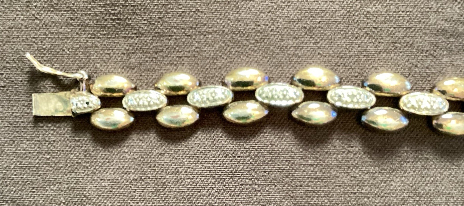 Vintage 925 Sterling Silver Gold Vermeil Panther Link Bracelet CZ Pave Accents