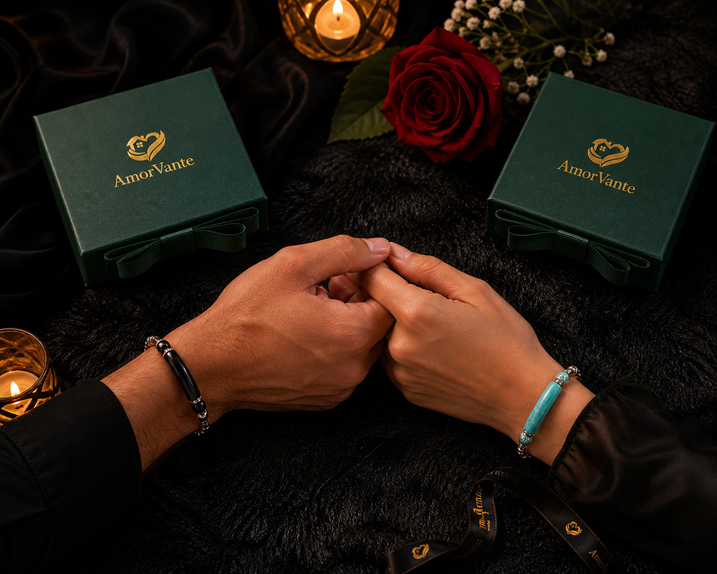 AmorVante Stainless Steel Bracelet Men Women Luxury Stone Chain Bracelet Gift