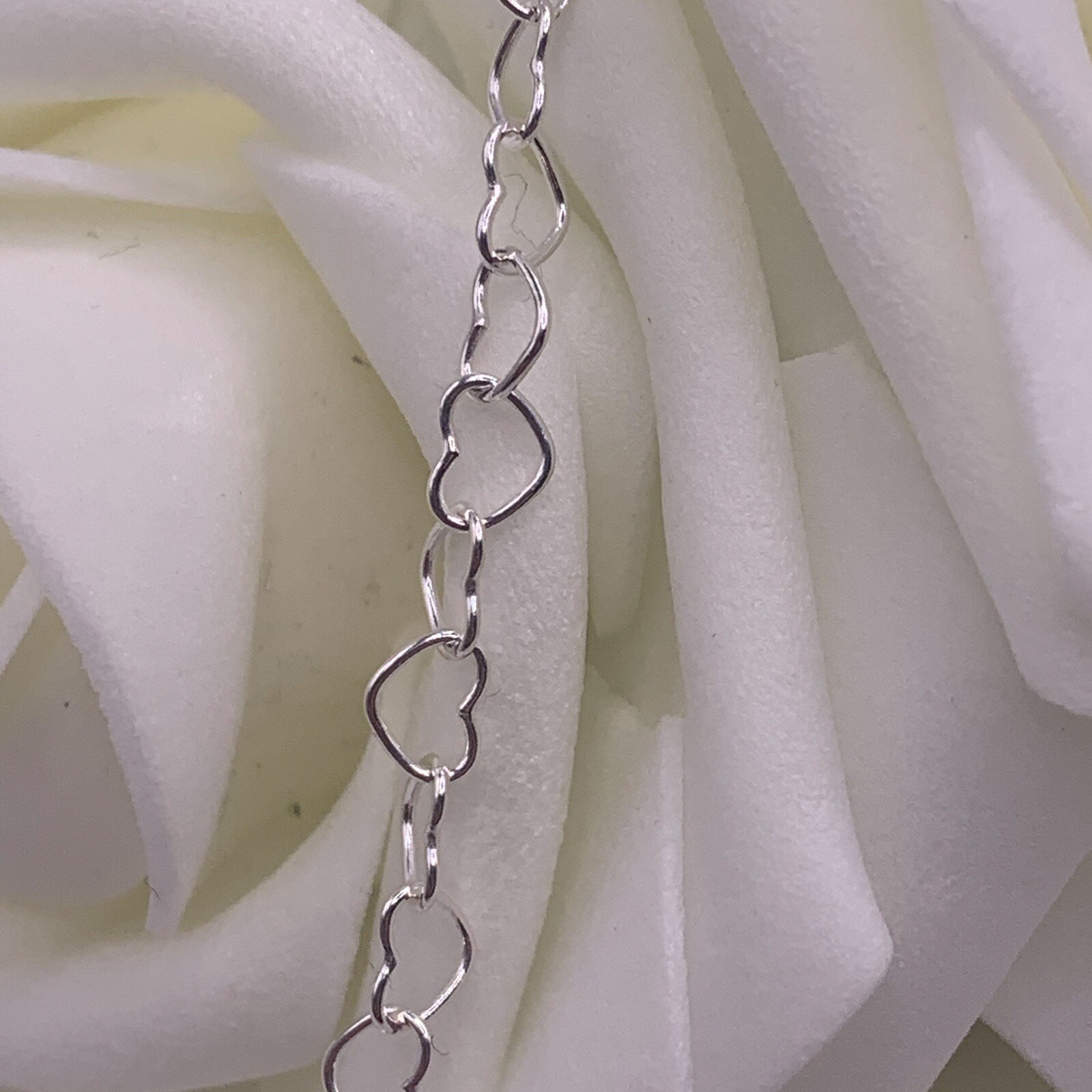 Sterling Silver Heart Ankle Bracelet – Anklet – Variety of sizes – 9″ to 10″