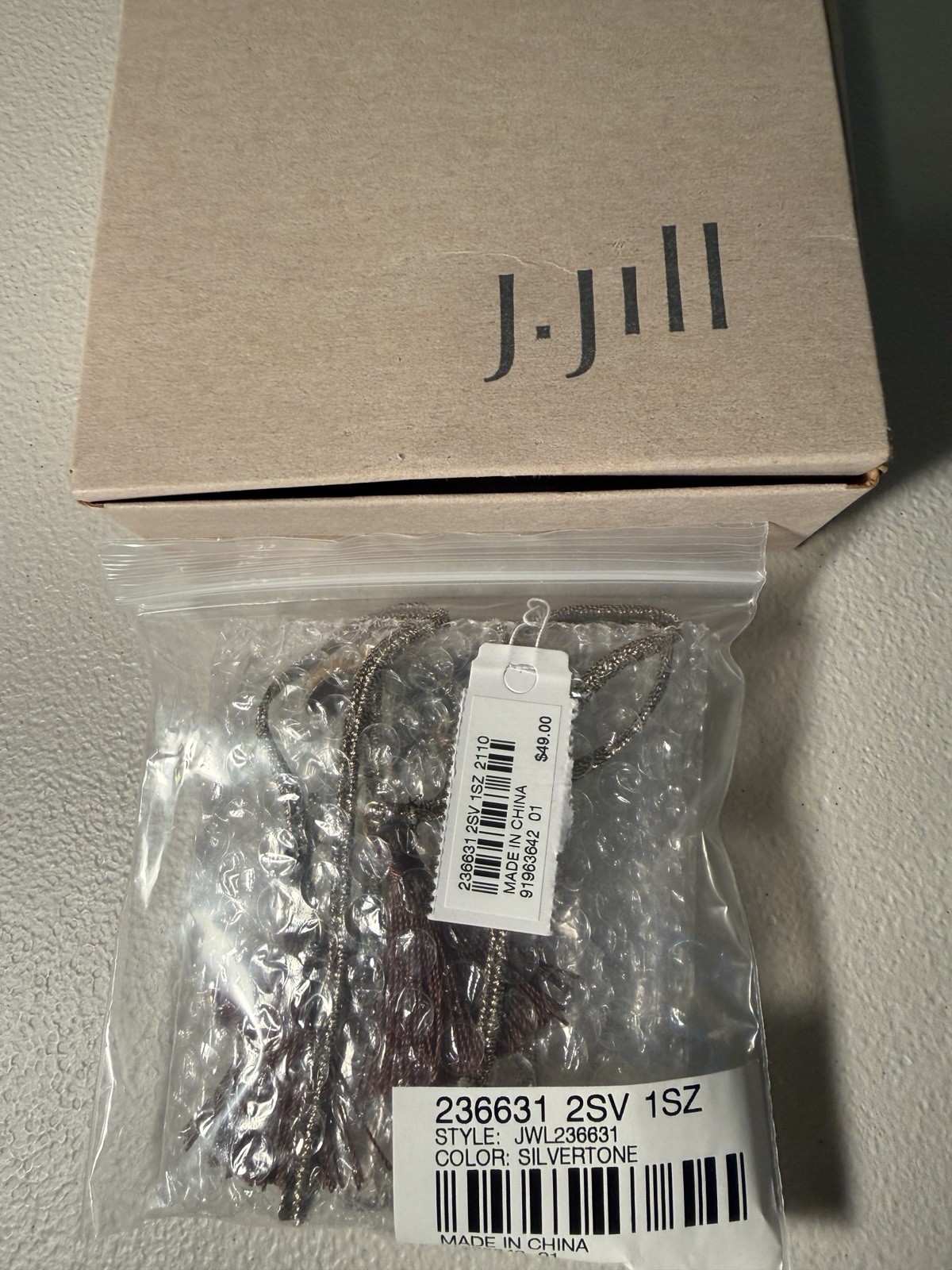 New J Jill Necklace Multi Stone Ruby Silvertone Pendant Artisan Boho Statement