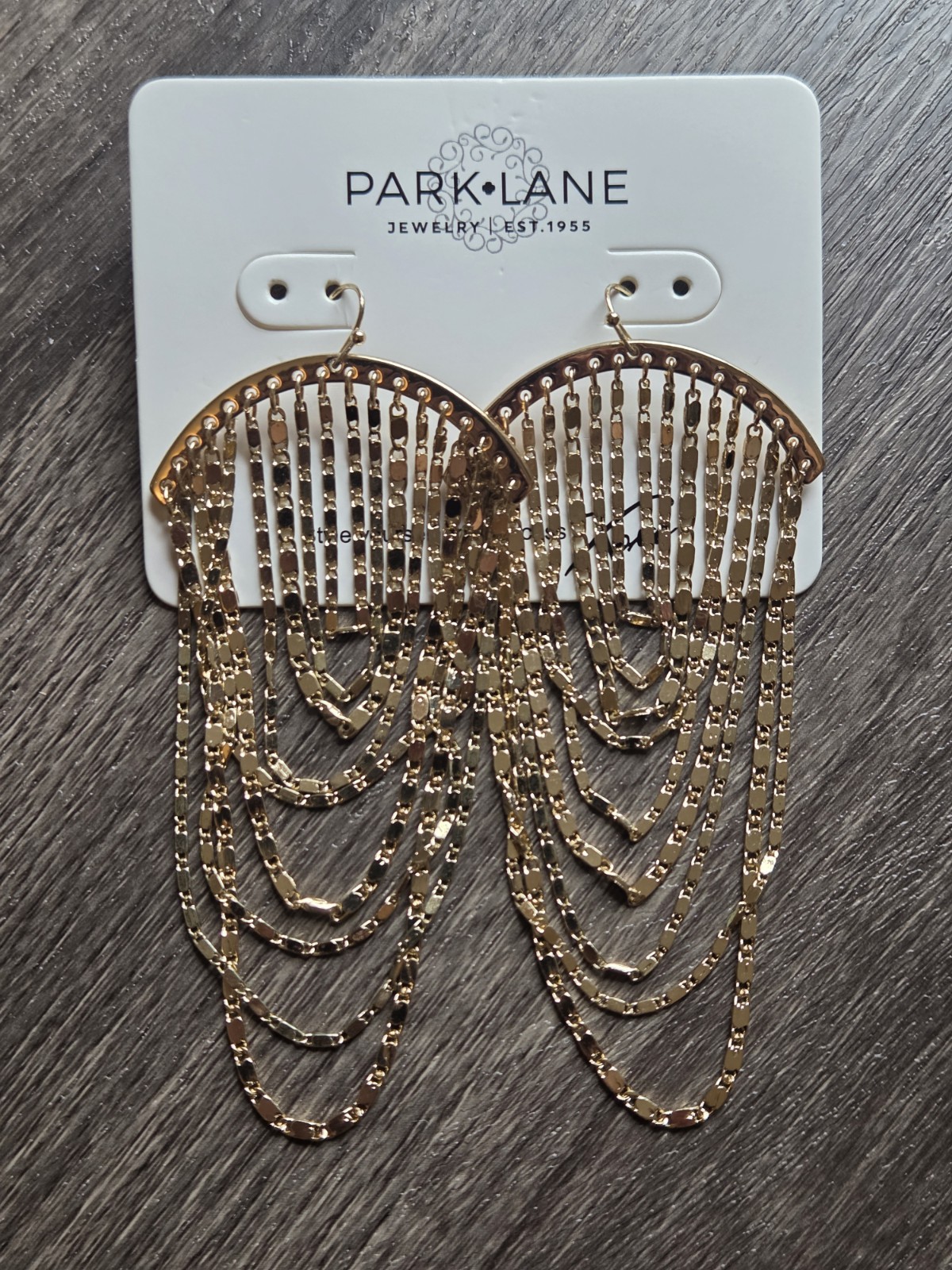 Park Lane Gold Tone Fan Chandelier Dangle Drop Earrings Metal Hook Closure