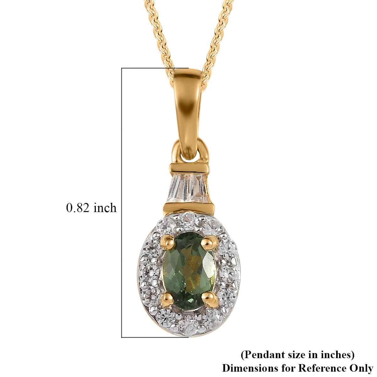 SO SWEET!! 0.85ctw Green Apatite & Zircon Pendant & Chain 20″ Vermeil Plated