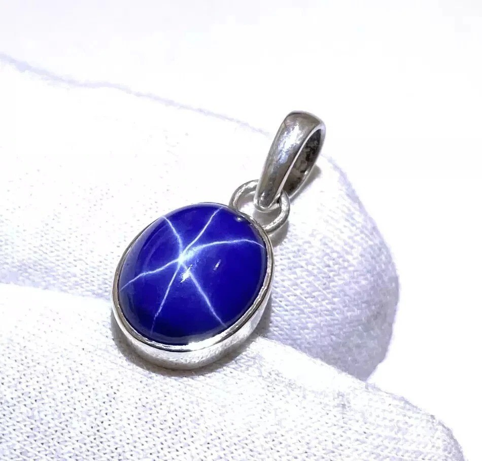 24.05 Ct Certified Natural Blue Star Sapphire 925 Solid Silver Pendant Gemstone