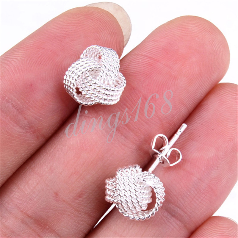 Designer Inspired 925 Sterling Silver Nickle-FREE 10mm Love Knot Stud Earrings