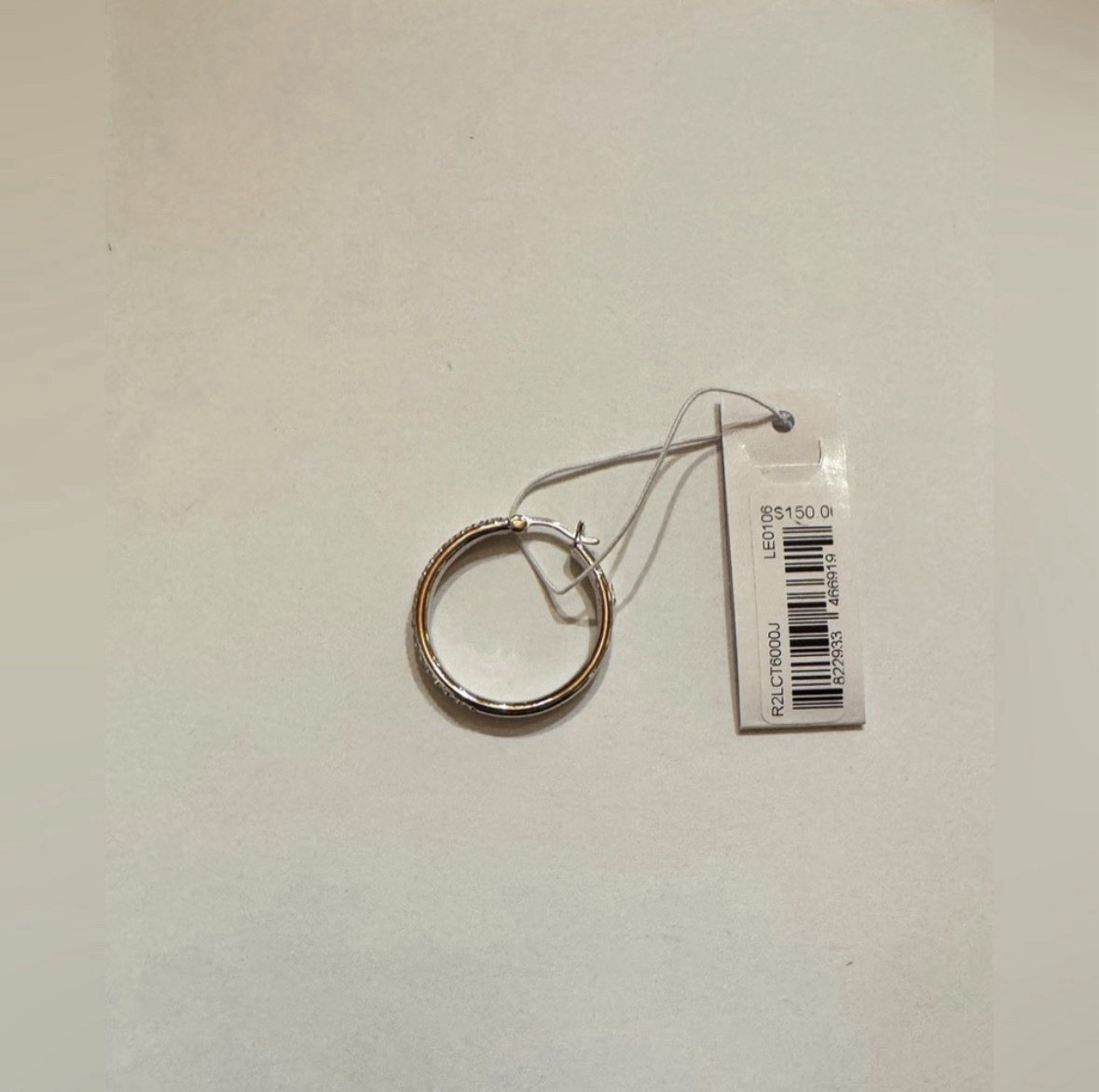Elle Sterling Silver Rhodium Plated and Cubic Zirconia Hoop Earrings- 26mm