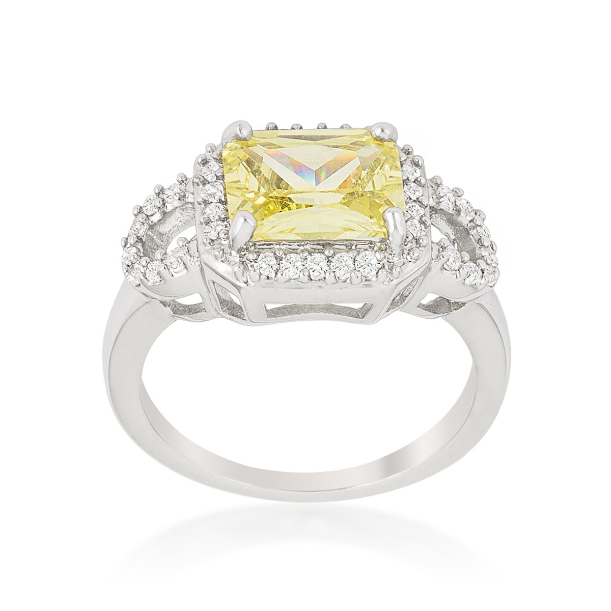 Radiant Cut Canary Yellow Halo Ring
