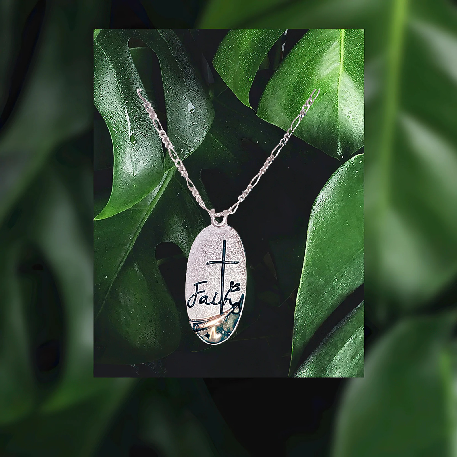 Abalone Cross Pendant Necklace & Earring Set Faith Jewelry 20in