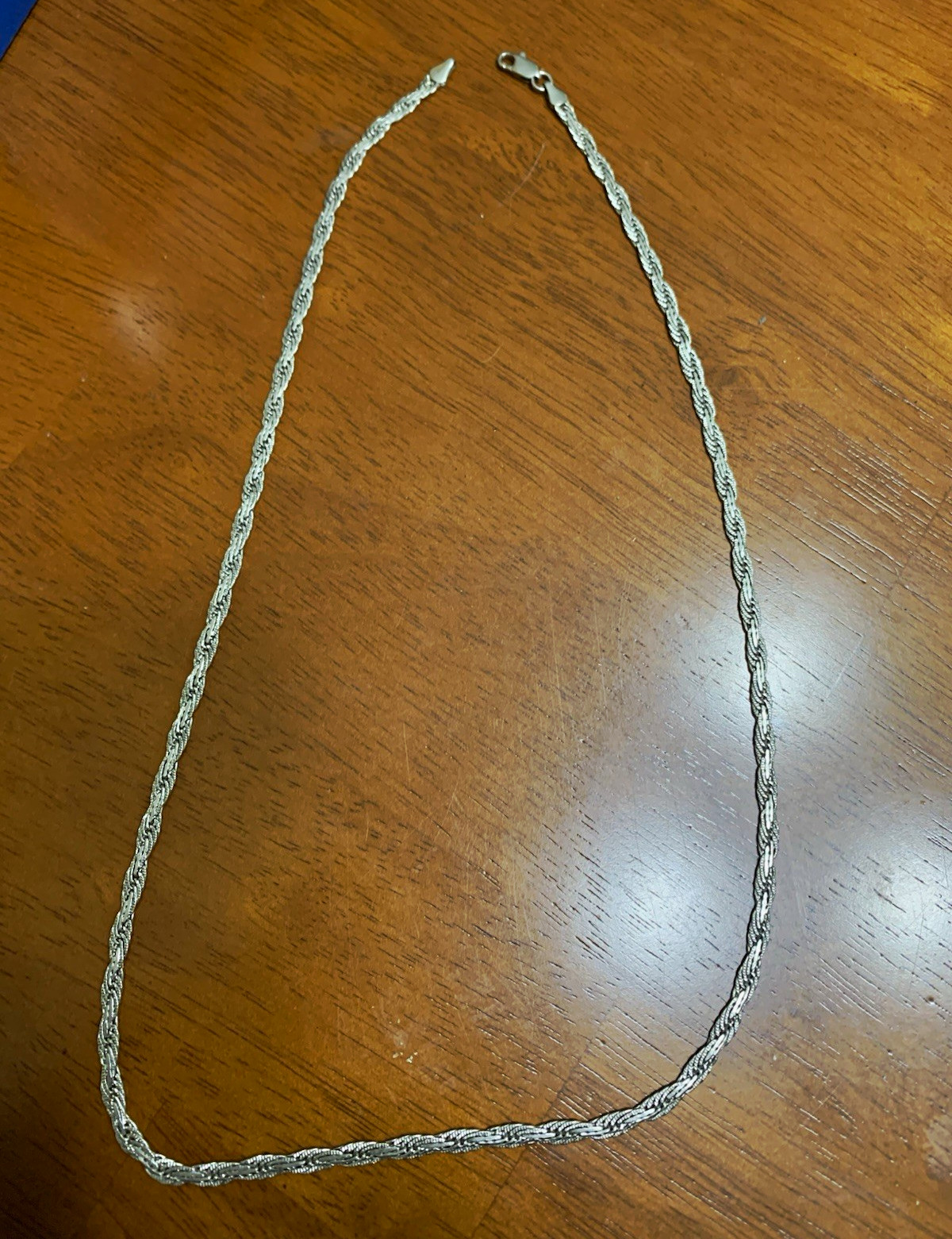 Silver Tone Braided Metal Chain Necklace Lobster Clasp No Stone